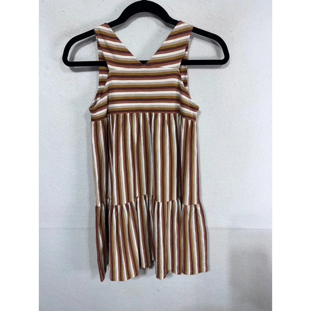 Rylee + Cru Kids 10-12Y Multicolor Striped Sleeveless Dress Tiered Boho New